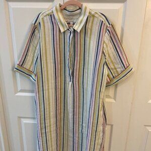 Chico's Linen Collared Short Sleeve Shirt Dress in Plus Size 4